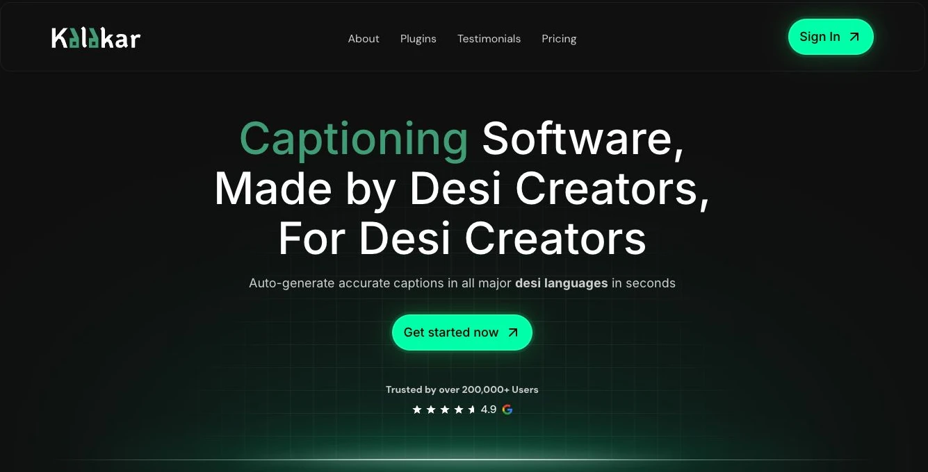 kalakar.io hero: Captioning software, made by desi creators, for desi creators