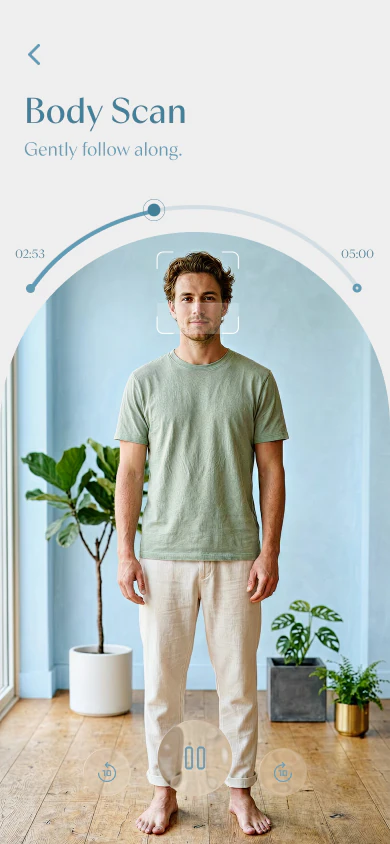Body scan session with a guided progress arc