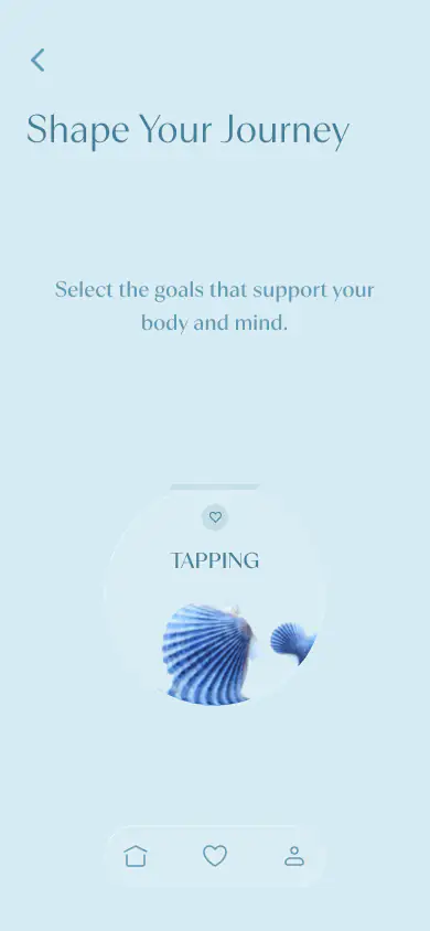Shape your journey: choosing goals, with Tapping selected