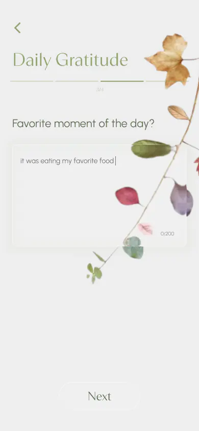 Daily gratitude prompt with a journaling field