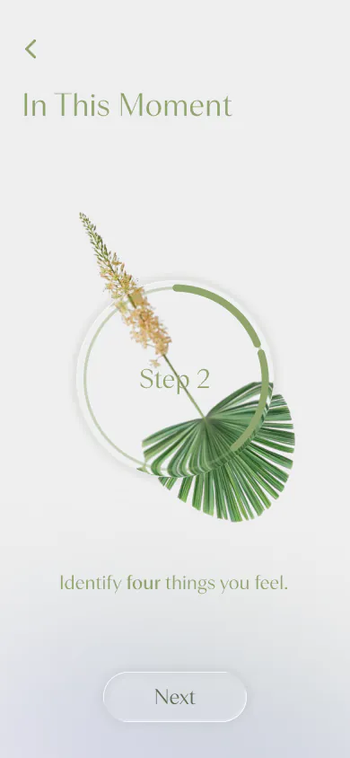 Grounding exercise: identify four things you feel