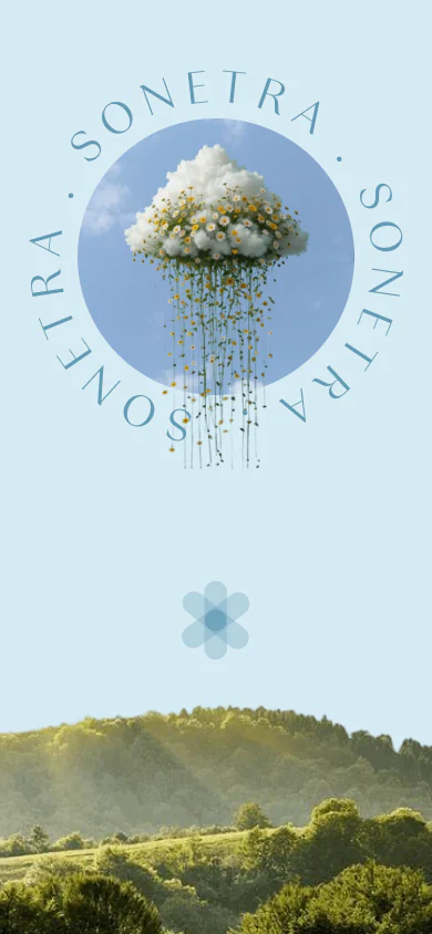 Splash screen: a cloud of flowers inside the Sonetra ring